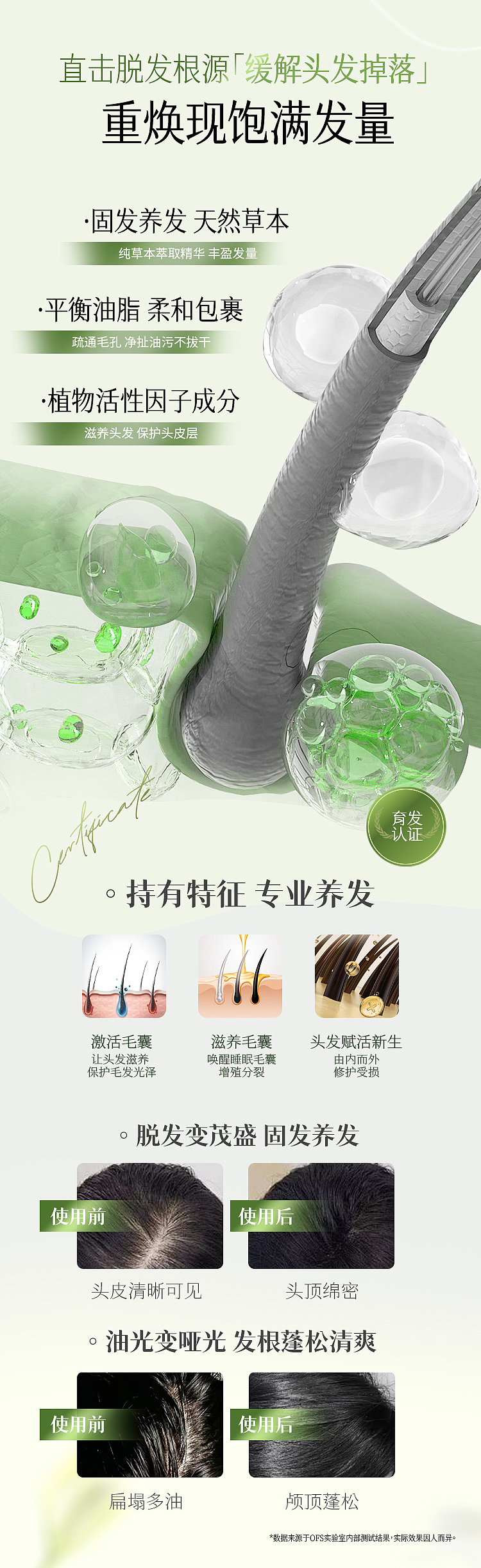 天然 植护 植萃 侧柏叶成分 植物-洗发水设计