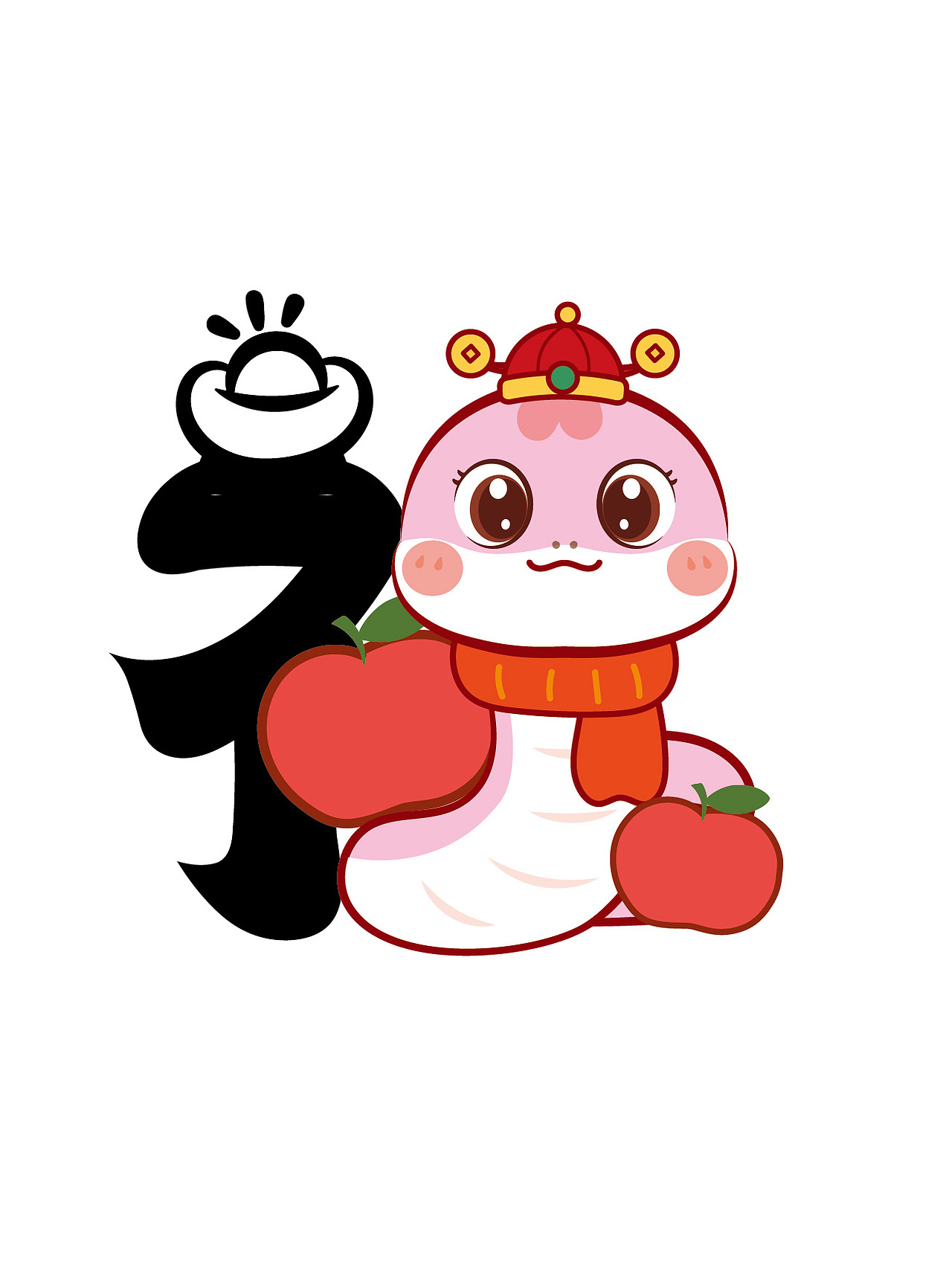 蛇年IP卡通形象潮玩插画福字设计挂件贴纸
