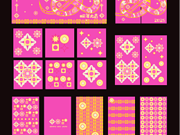 2025蛇年文創(chuàng)圖案原創(chuàng)插畫-紅包門貼?？ūд韴D案