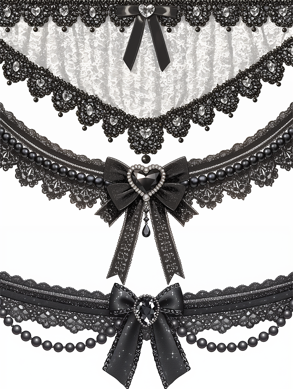 AI梦幻链子素材-黑蕾丝