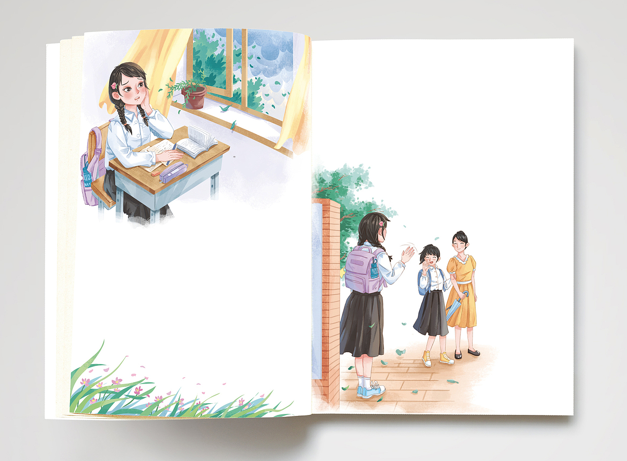 校園青春-溫暖雜志書(shū)籍插圖（圖ZMzgwNTc5MjEy） - 兒童插畫(huà) - 站酷設(shè)計(jì)師插畫(huà)師阿繞原創(chuàng)素材 - 站酷ZCOOL