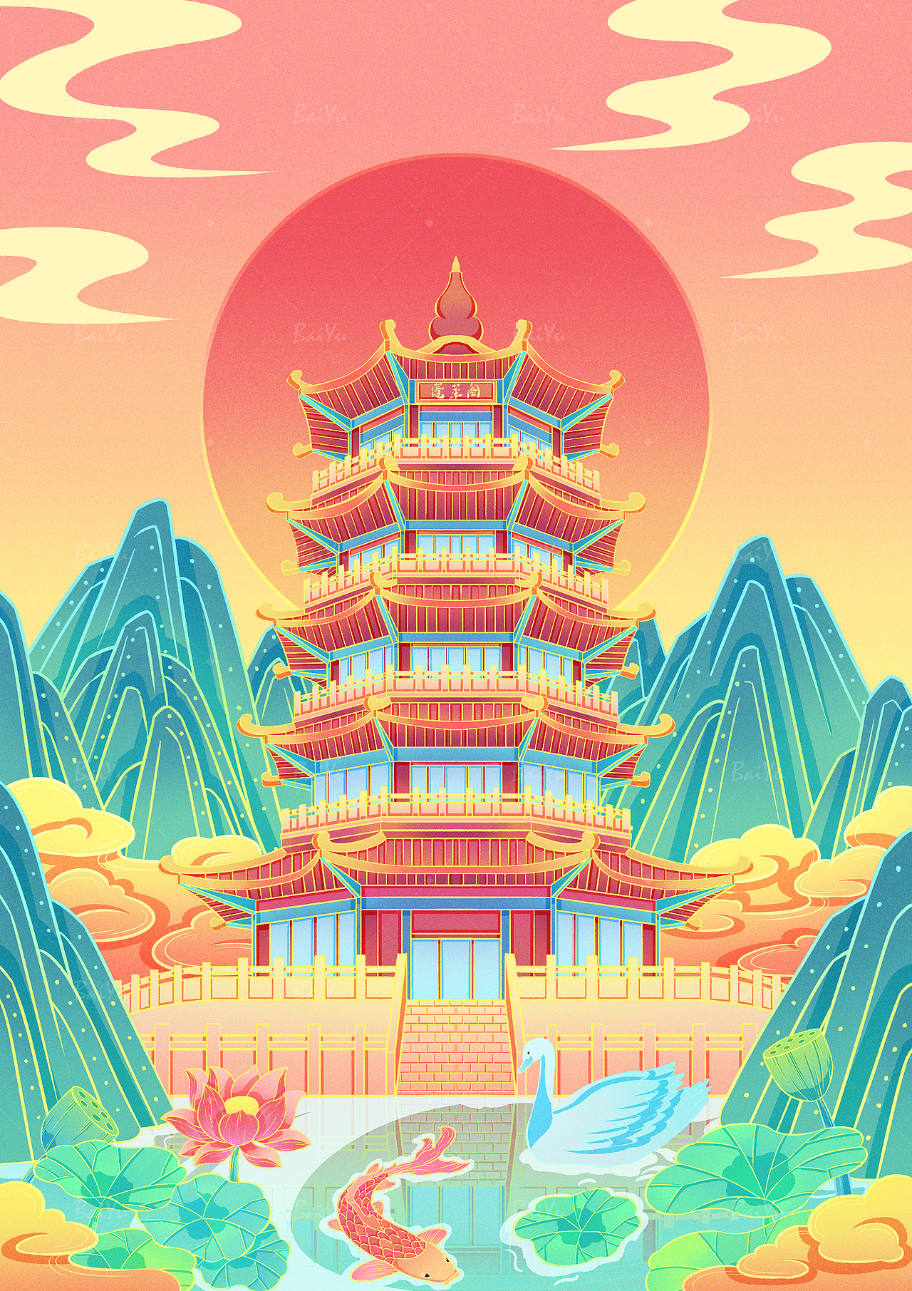 四大古楼（图ZMzgwNjE0Mjky） - 创作习作 - 站酷设计师插画师云梦汐原创素材 - 站酷ZCOOL