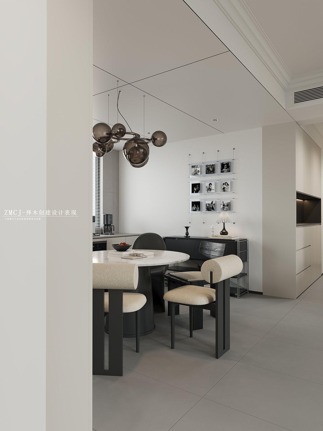 现代黑白灰客餐厅—择木创建新晨效果图（图ZMzgwNjM3Mjc2） - 家装设计 - 站酷设计师择木新晨效果图原创素材 - 站酷ZCOOL