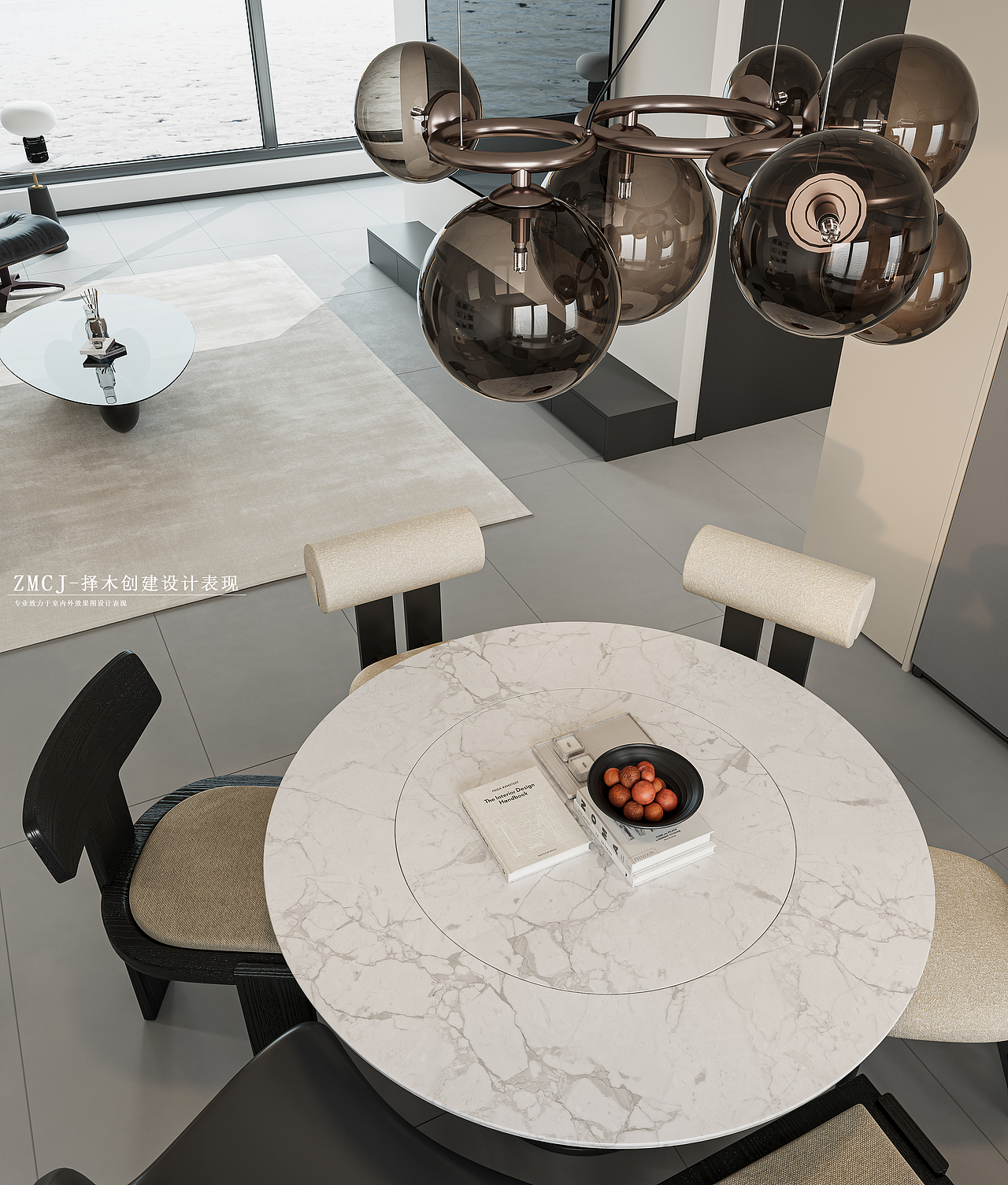 现代黑白灰客餐厅—择木创建新晨效果图（图ZMzgwNjM3Mjcy） - 家装设计 - 站酷设计师择木新晨效果图原创素材 - 站酷ZCOOL