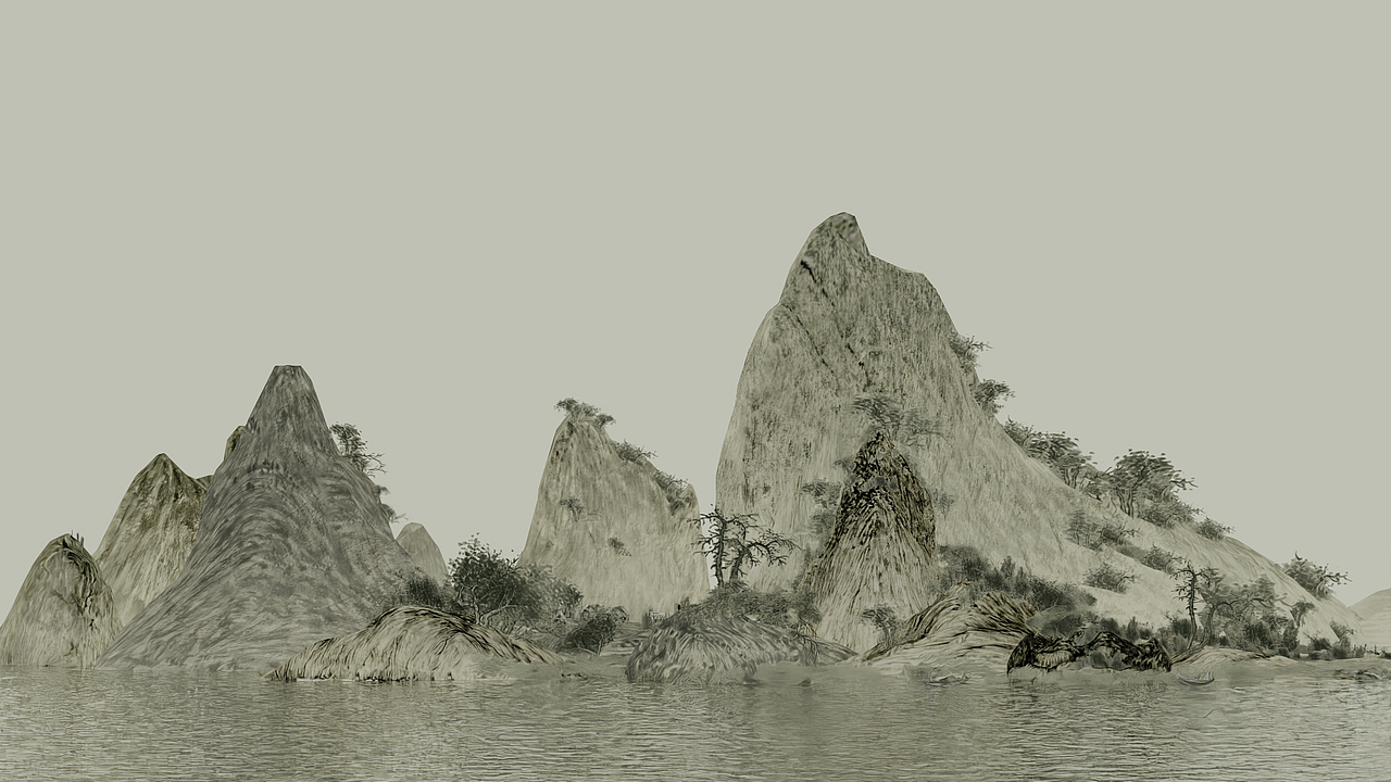 Blender 数字孪生技术复原潇湘八景之“渔村夕照”（图ZMzgwNjQ1ODU2） - 场景 - 站酷设计师觅君诗原创素材 - 站酷ZCOOL