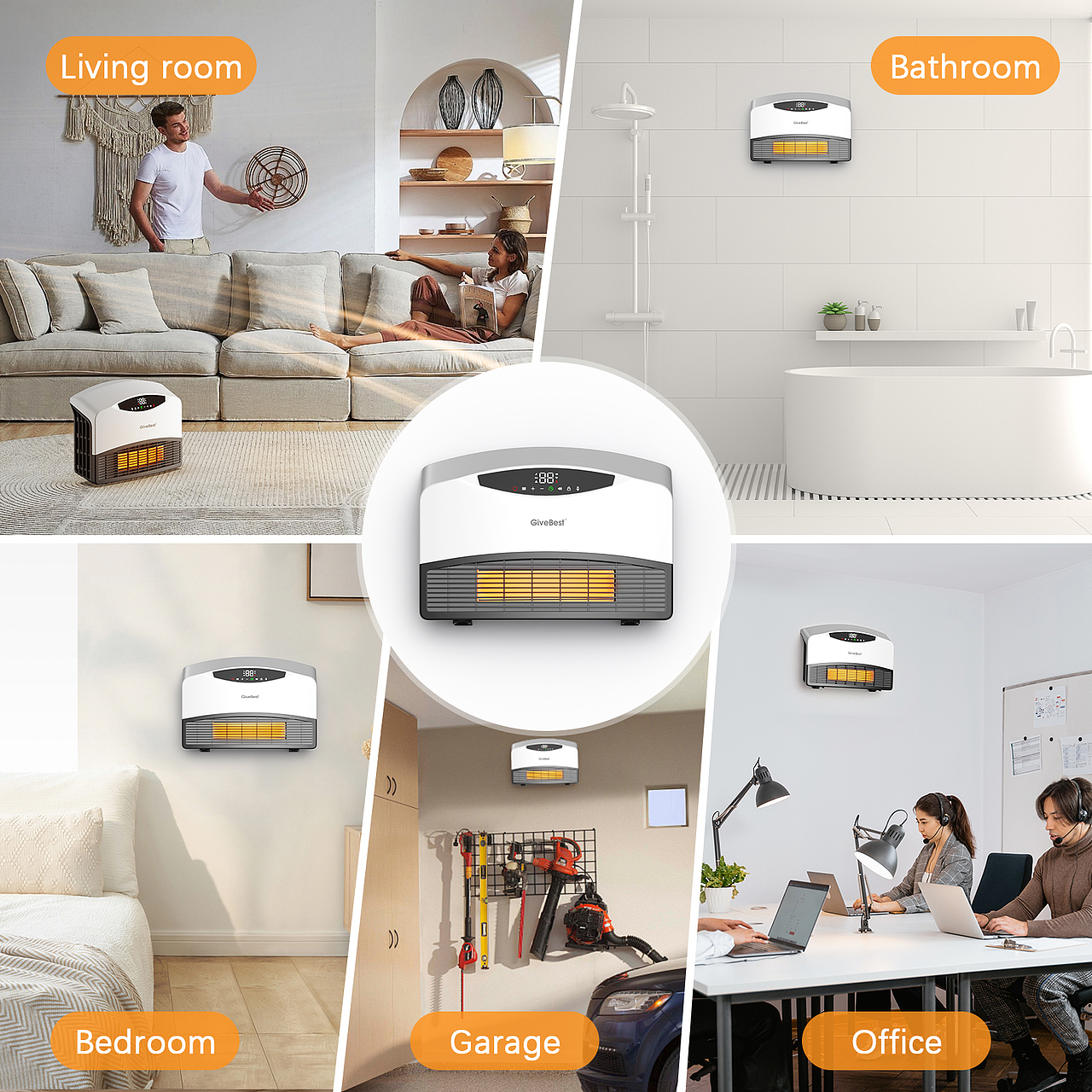 壁挂取暖器渲染亚马逊主图A+设计