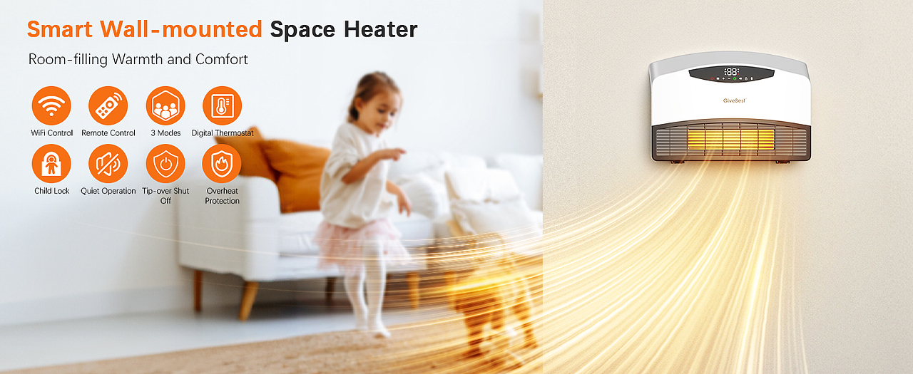 壁挂取暖器渲染亚马逊主图A+设计