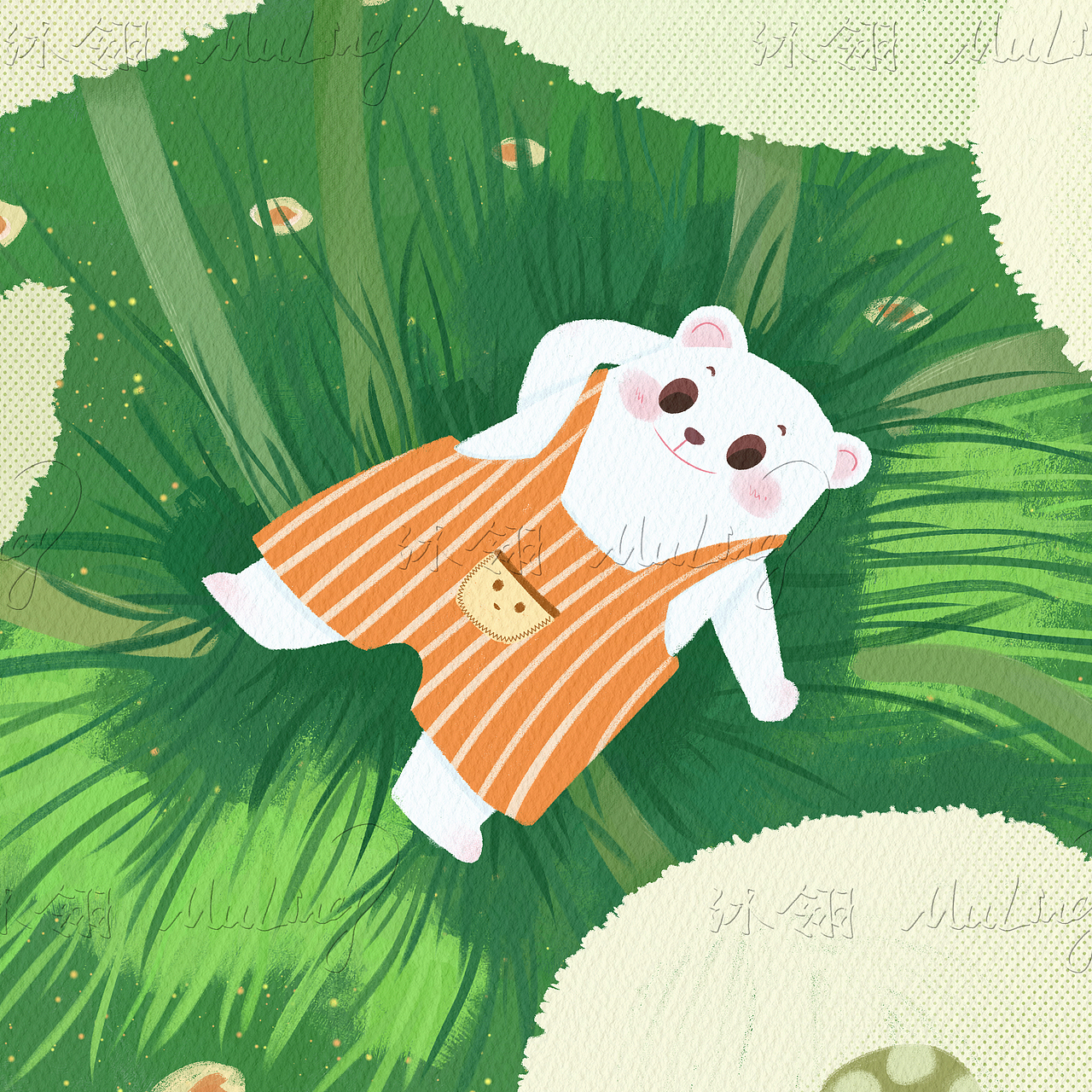 绿色空间·熊尾草与熊（图ZMzgwNjkxODA4） - 绘本 - 站酷设计师沐翎画画画原创素材 - 站酷ZCOOL