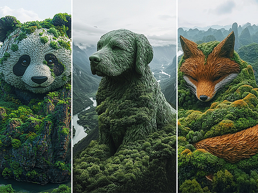 AI海报-动物山川