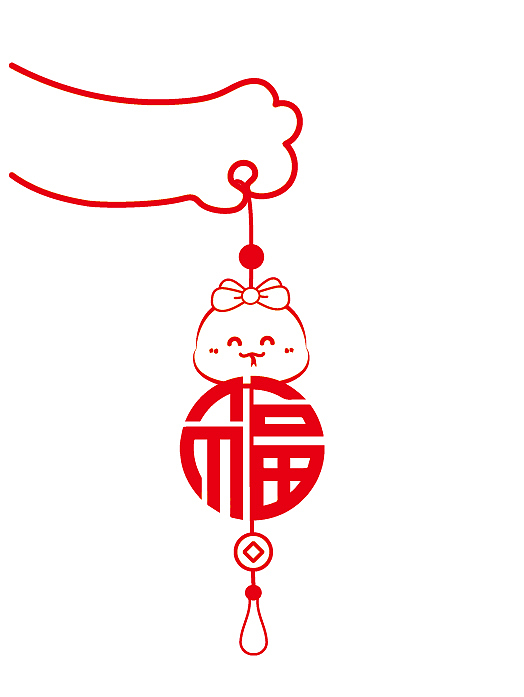 蛇年窗花简笔画卡通可爱插画设计可合作