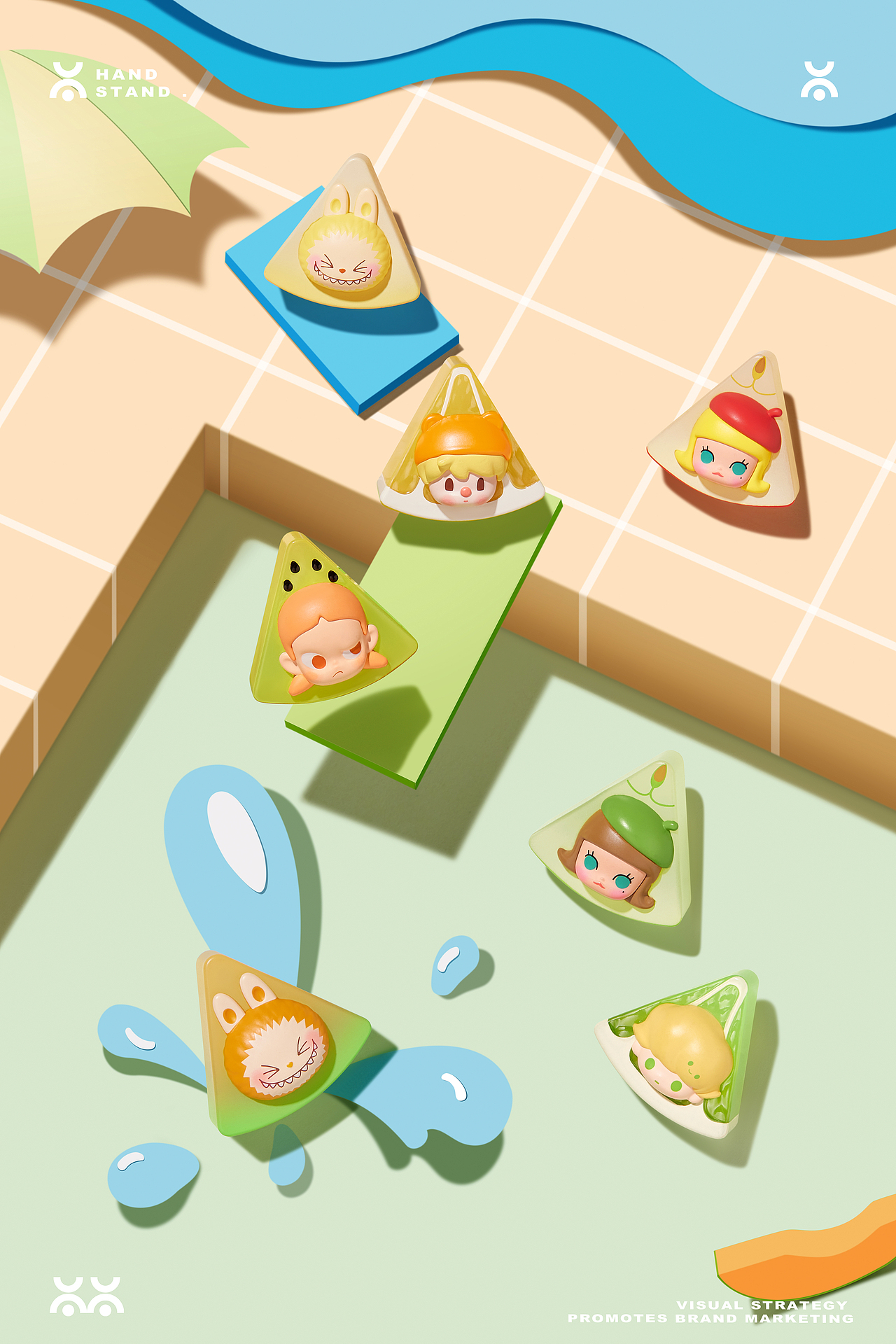 泡泡萌粒 果切拼拼系列公仔｜Handstand倒立