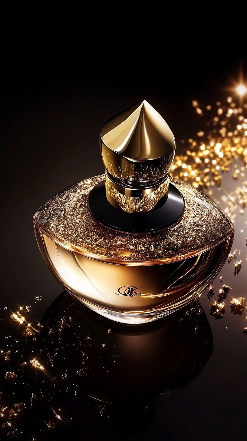 ai绘画-黑金香水商业摄影