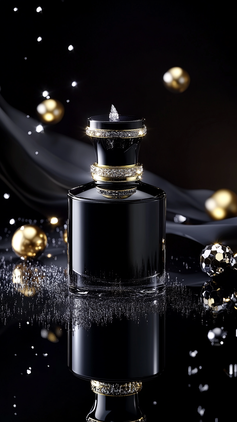 ai绘画-黑金香水商业摄影