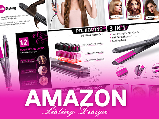 美容与个护 直发梳-Amazon案例 亚马逊主副图A+设计