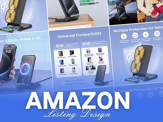手机配件 充电底座-Amazon案例 亚马逊主副图A+设计