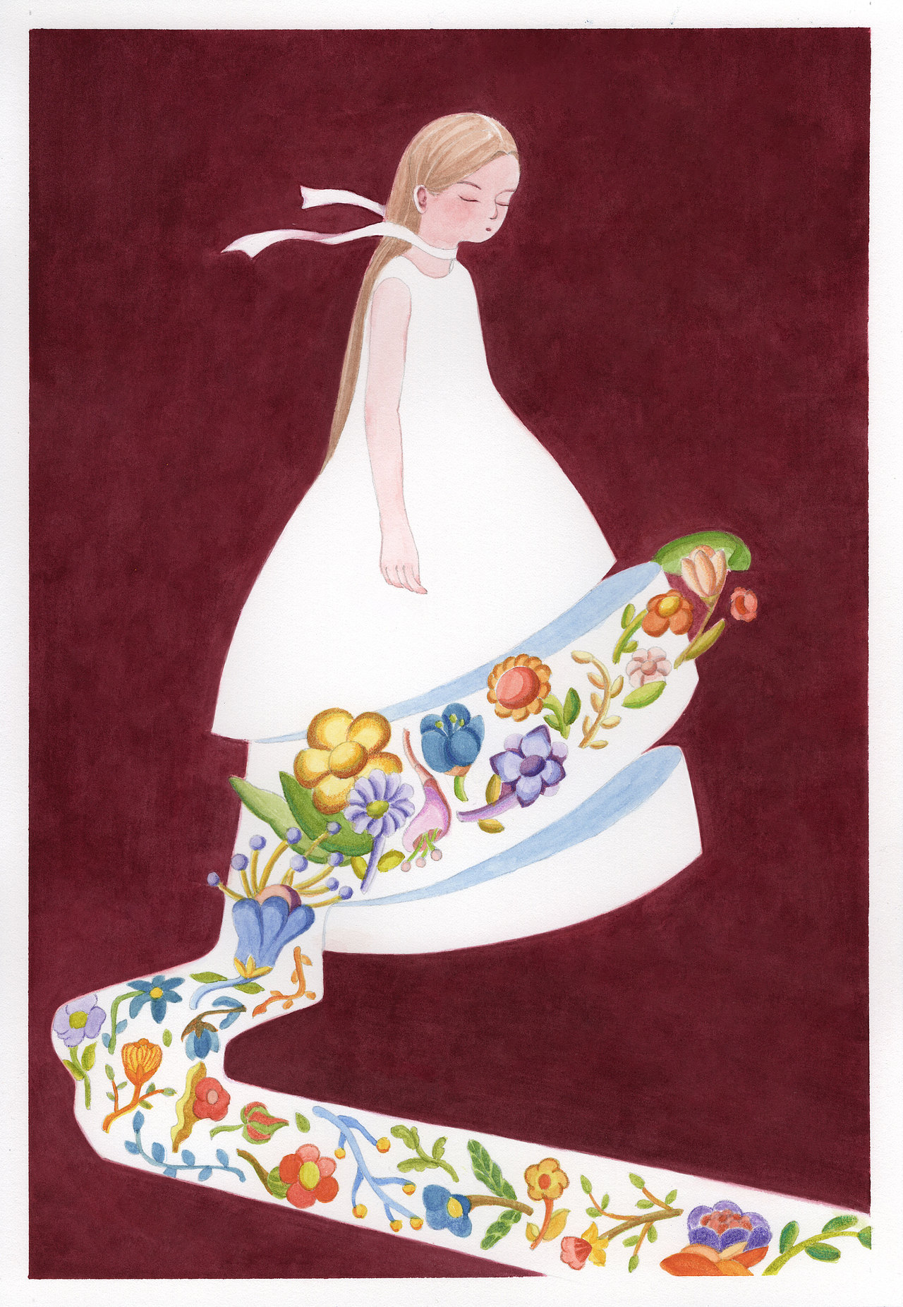 原创手绘插画-盛放的过程