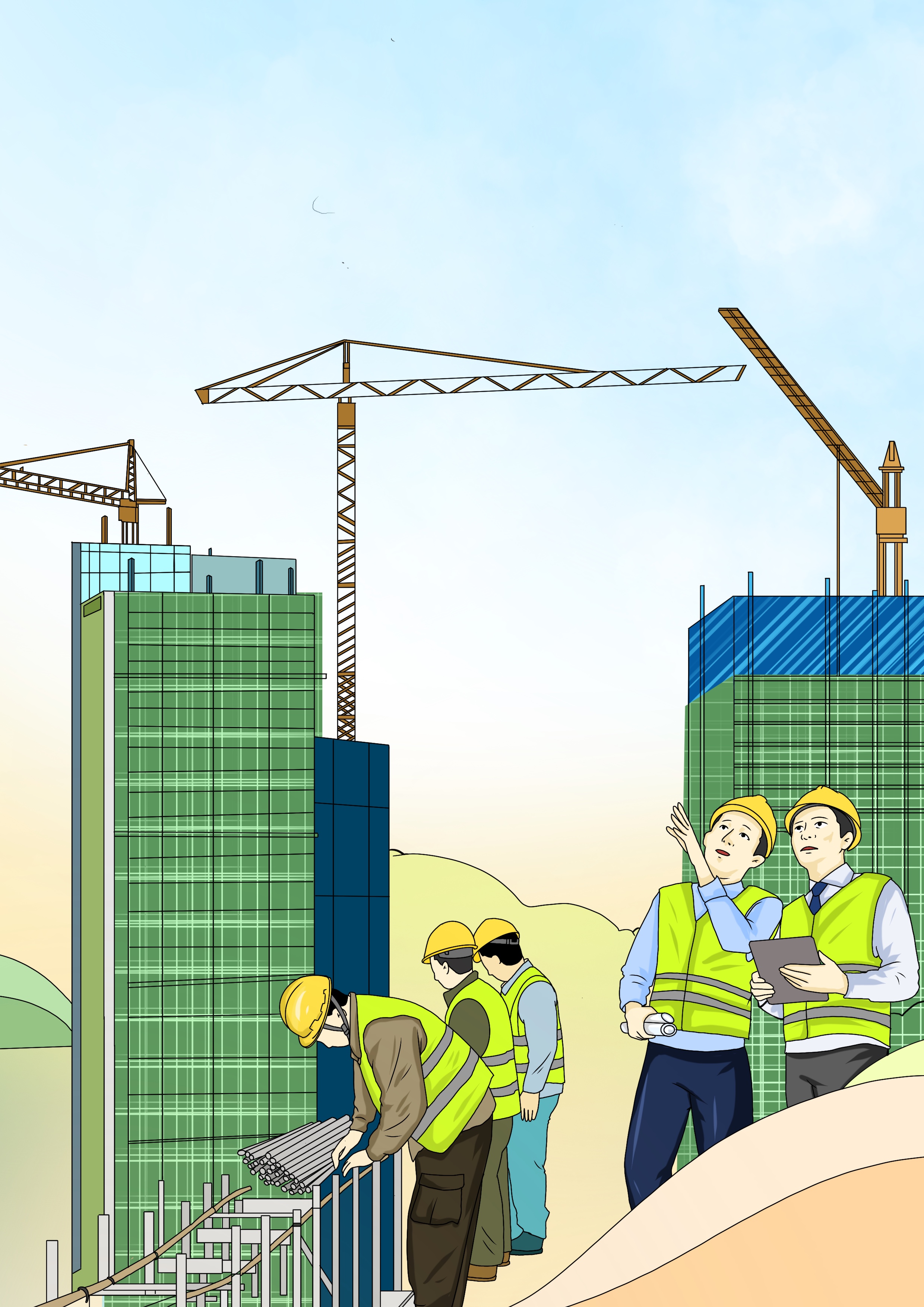 建筑工地安全宣传画,守护施工安全