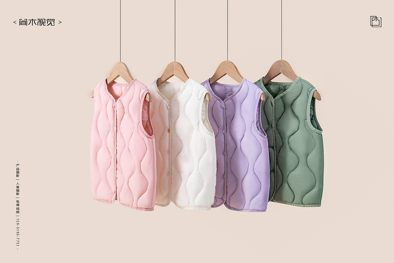 儿童羽绒服丨简木视觉 童装背心服饰电商主图静物拍摄