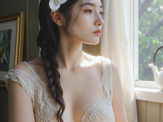 女孩一直看窗外的风景