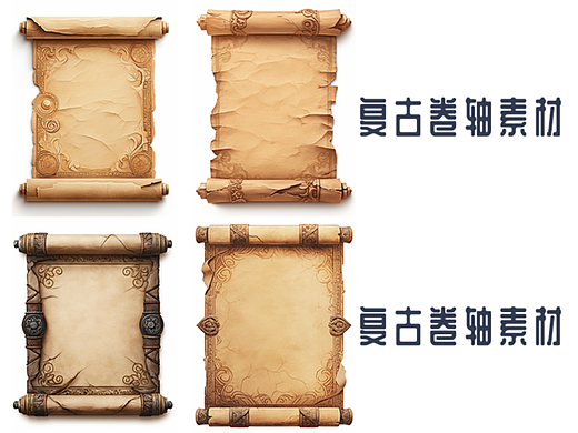 复古卷轴素材