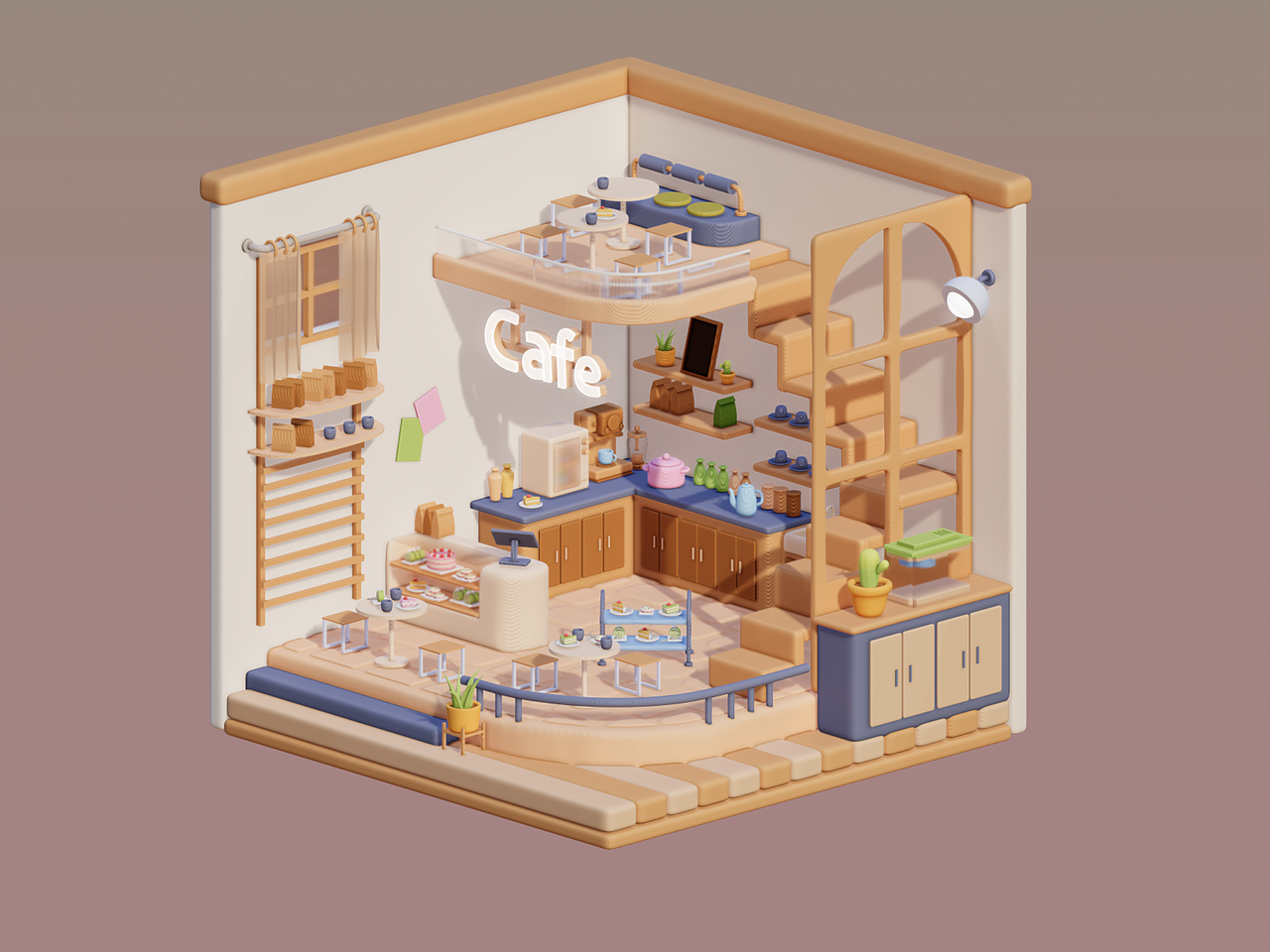 咖啡立体小屋