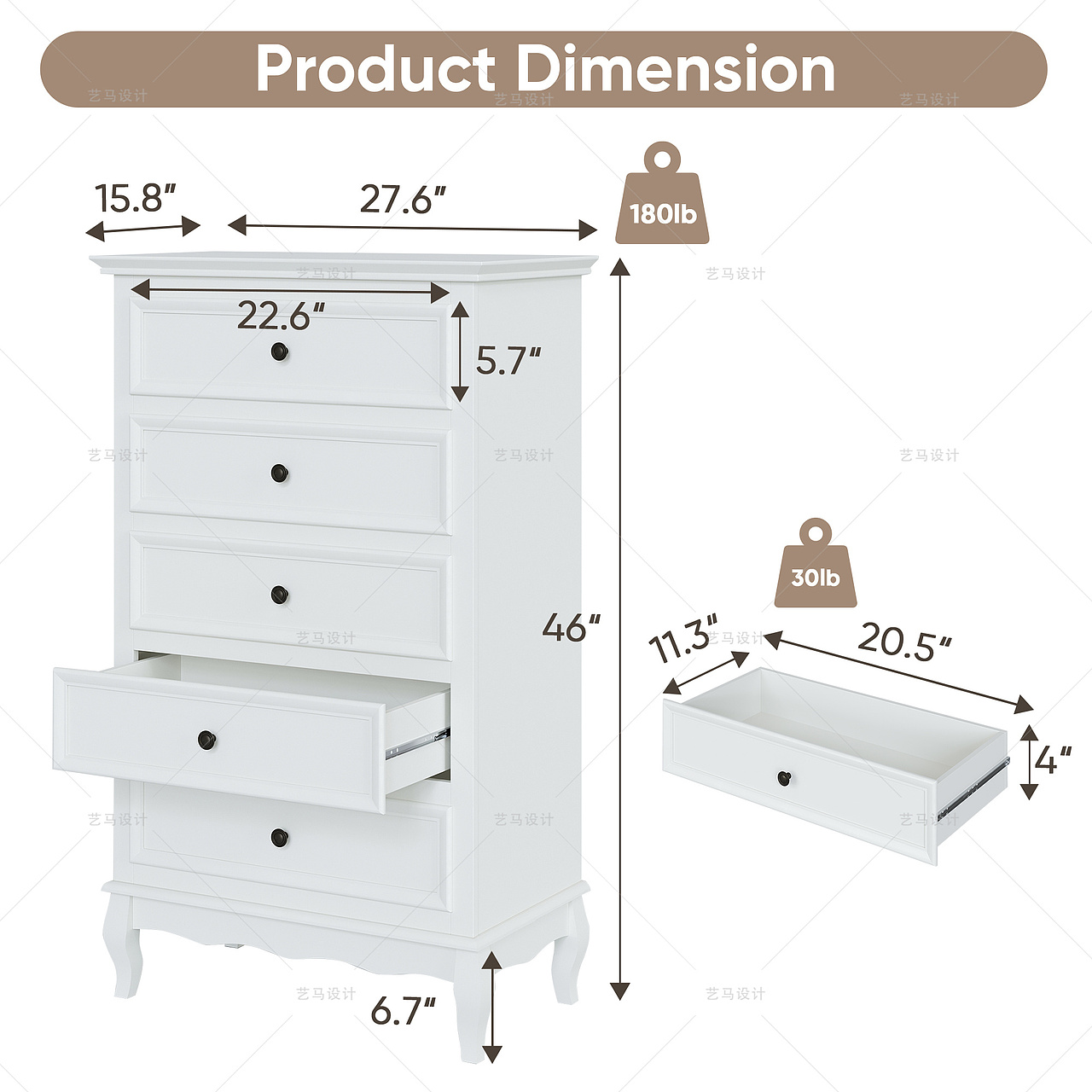 家居用品 五斗柜-Amazon案例 亚马逊主副图A+设计