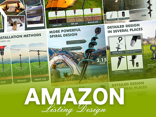户外物品 地锚-Amazon案例 亚马逊主副图A+设计