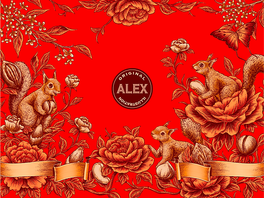 三只松鼠坚果礼定制插-花开富贵