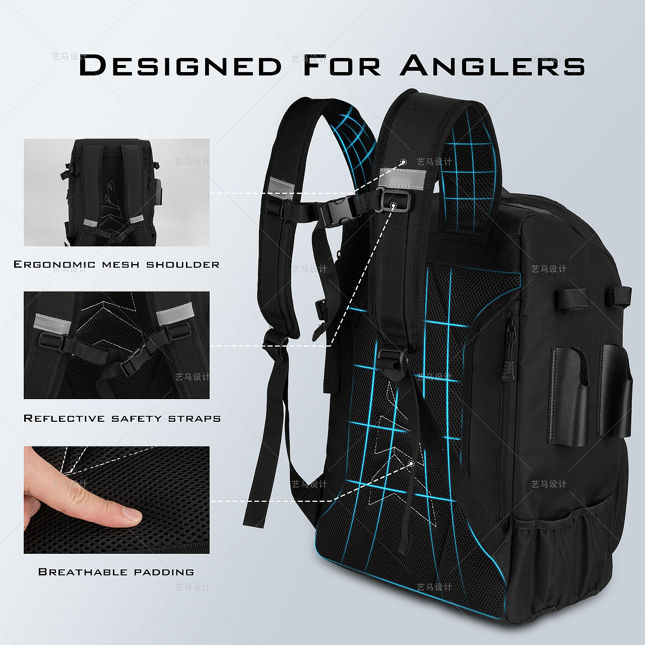 户外物品 黑色背包-Amazon案例 亚马逊主副图A+设计