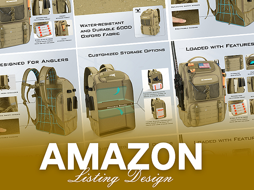 户外物品 咖色背包-Amazon案例 亚马逊主副图A+设计