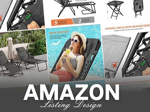 户外物品 黑色躺椅-Amazon案例 亚马逊主副图A+设计