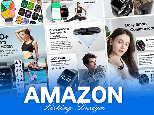 电子产品 黑色手表-Amazon案例 亚马逊主副图A+设计