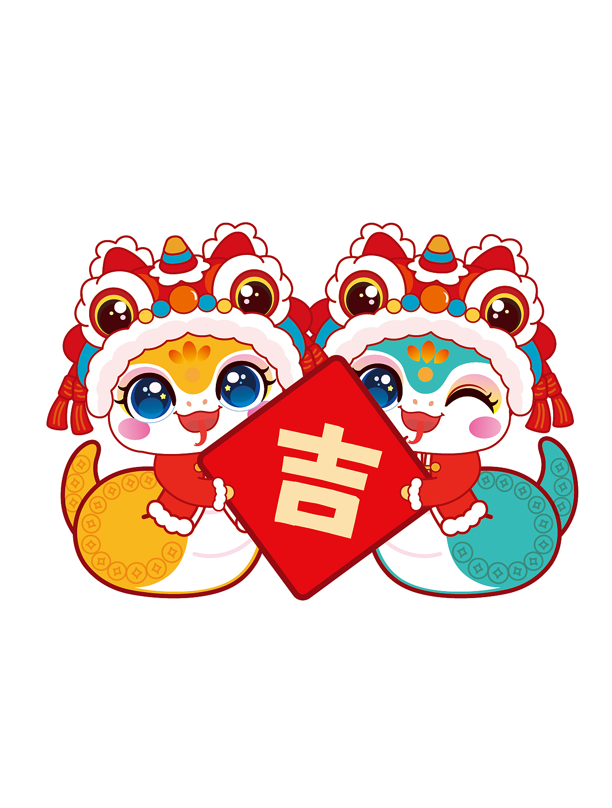 蛇年IP卡通形象插画设计生肖IP蛇年2025