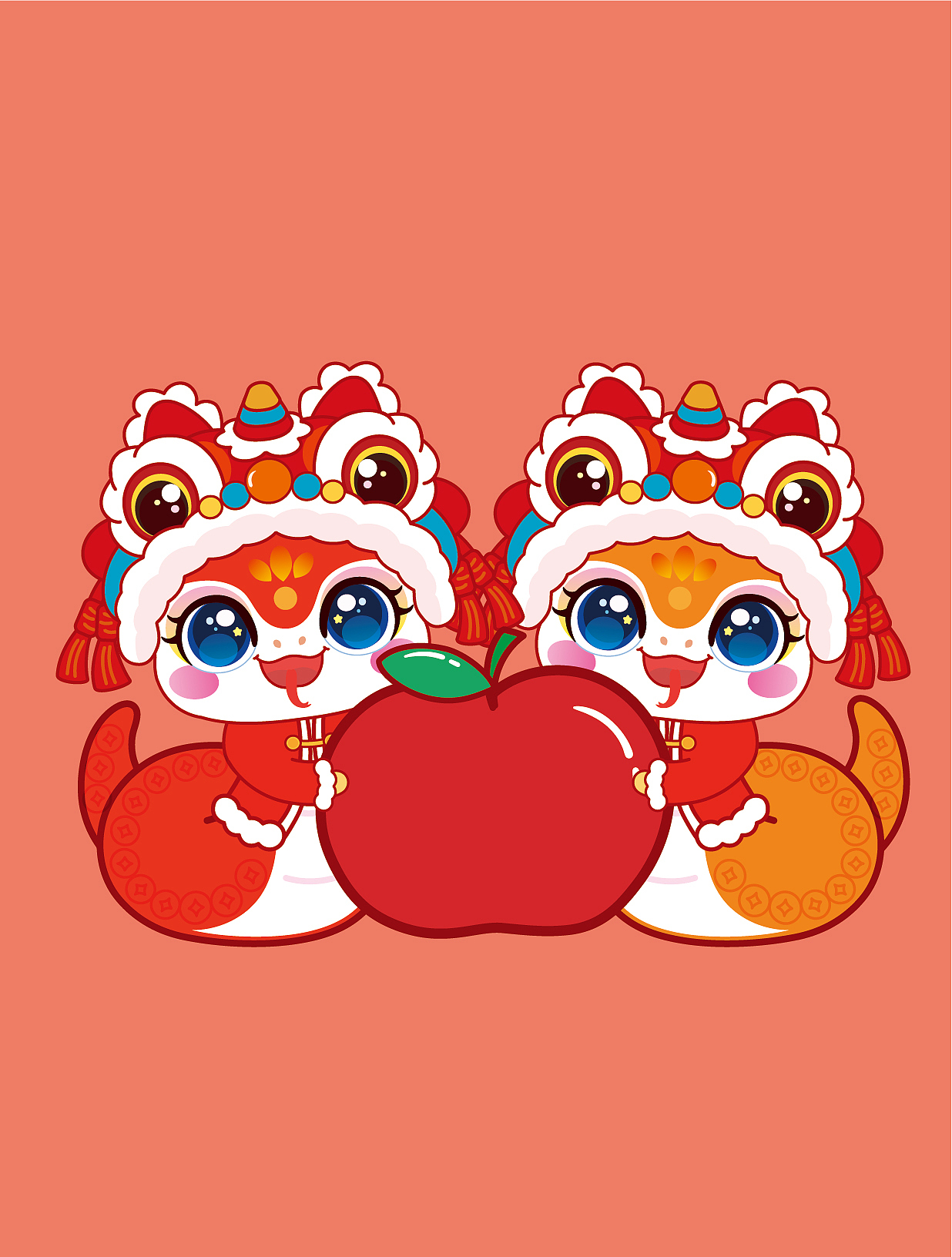 蛇年IP卡通形象插画设计生肖IP蛇年2025