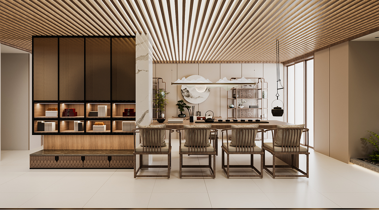 中式样板间别墅效果表现（图ZMzgwODU3NDE2） - 家装设计 - 站酷设计师一澜效果设计表现原创素材 - 站酷ZCOOL