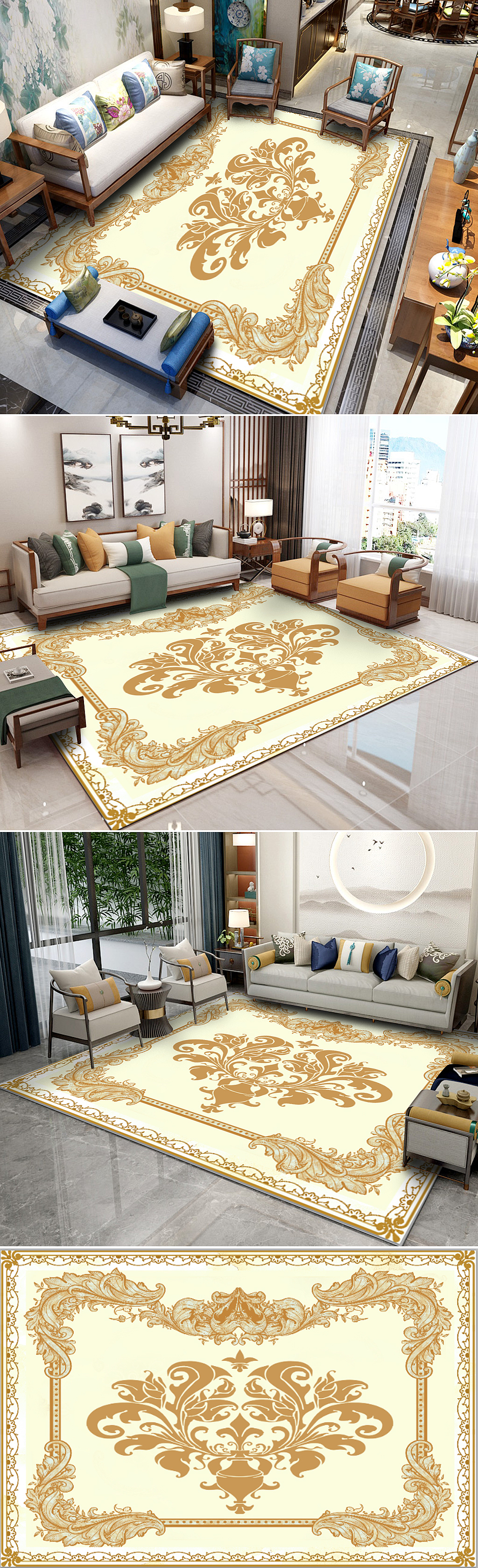 创简约轻奢北欧摩洛哥地垫欧式波斯花纹美式中式地毯