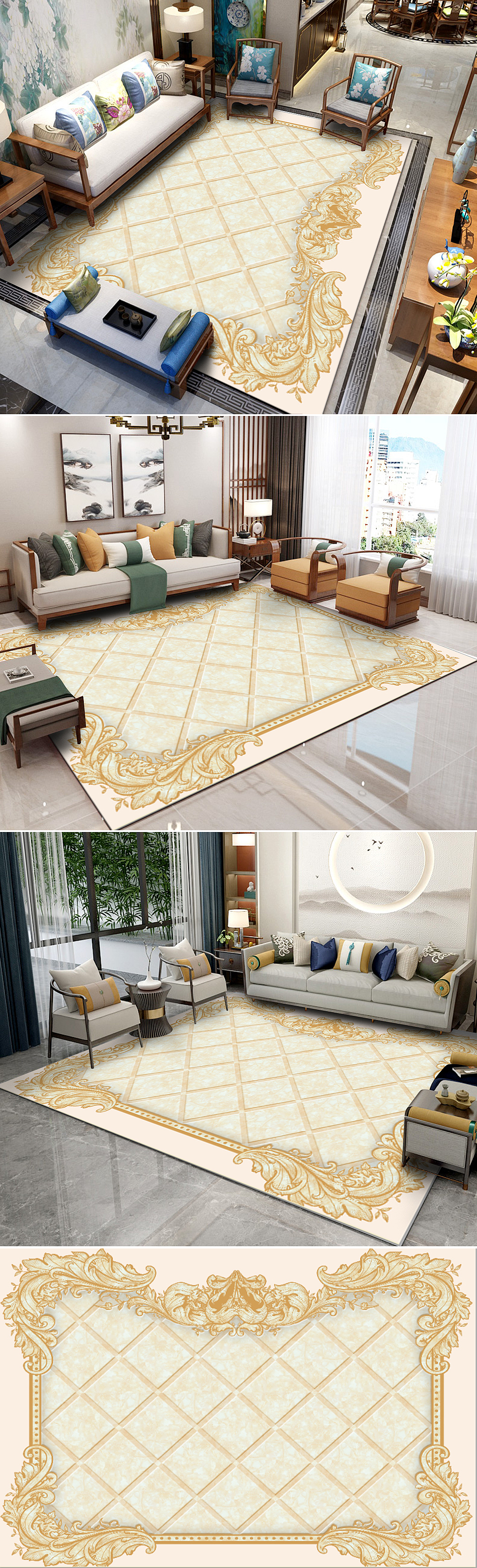 创简约轻奢北欧摩洛哥地垫欧式波斯花纹美式中式地毯（图ZMzgwODU5MzY0） - 家装设计 - 站酷设计师喜之郎1096原创素材 - 站酷ZCOOL