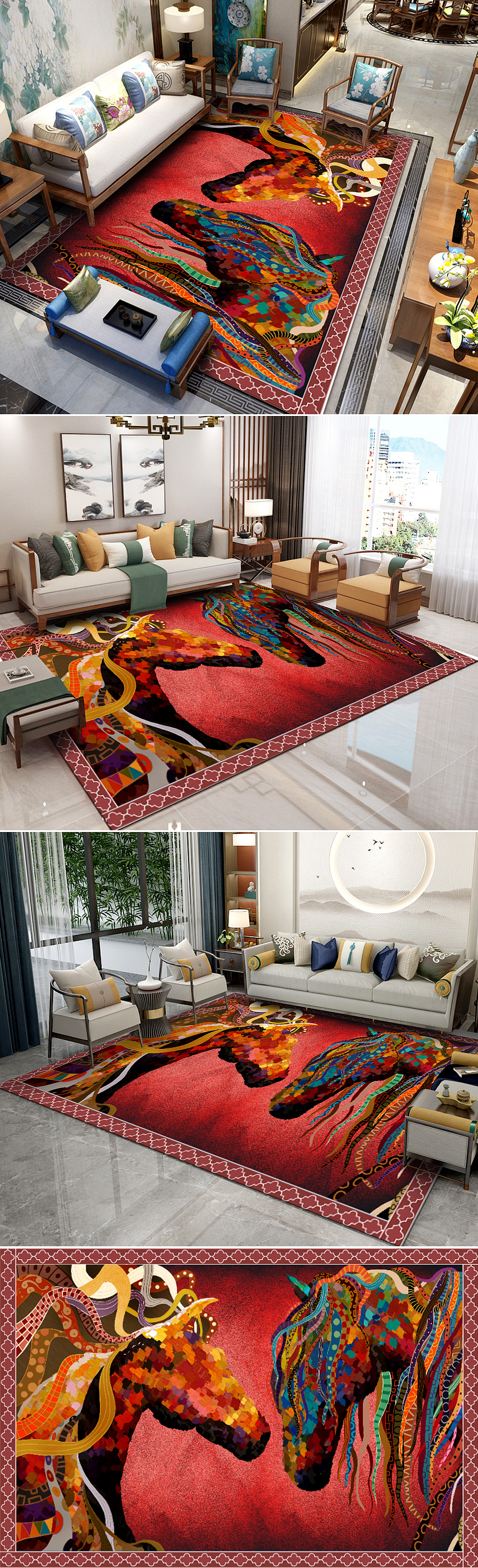 创简约轻奢北欧摩洛哥地垫欧式波斯花纹美式中式地毯（图ZMzgwODU5Mzg0） - 家装设计 - 站酷设计师喜之郎1096原创素材 - 站酷ZCOOL