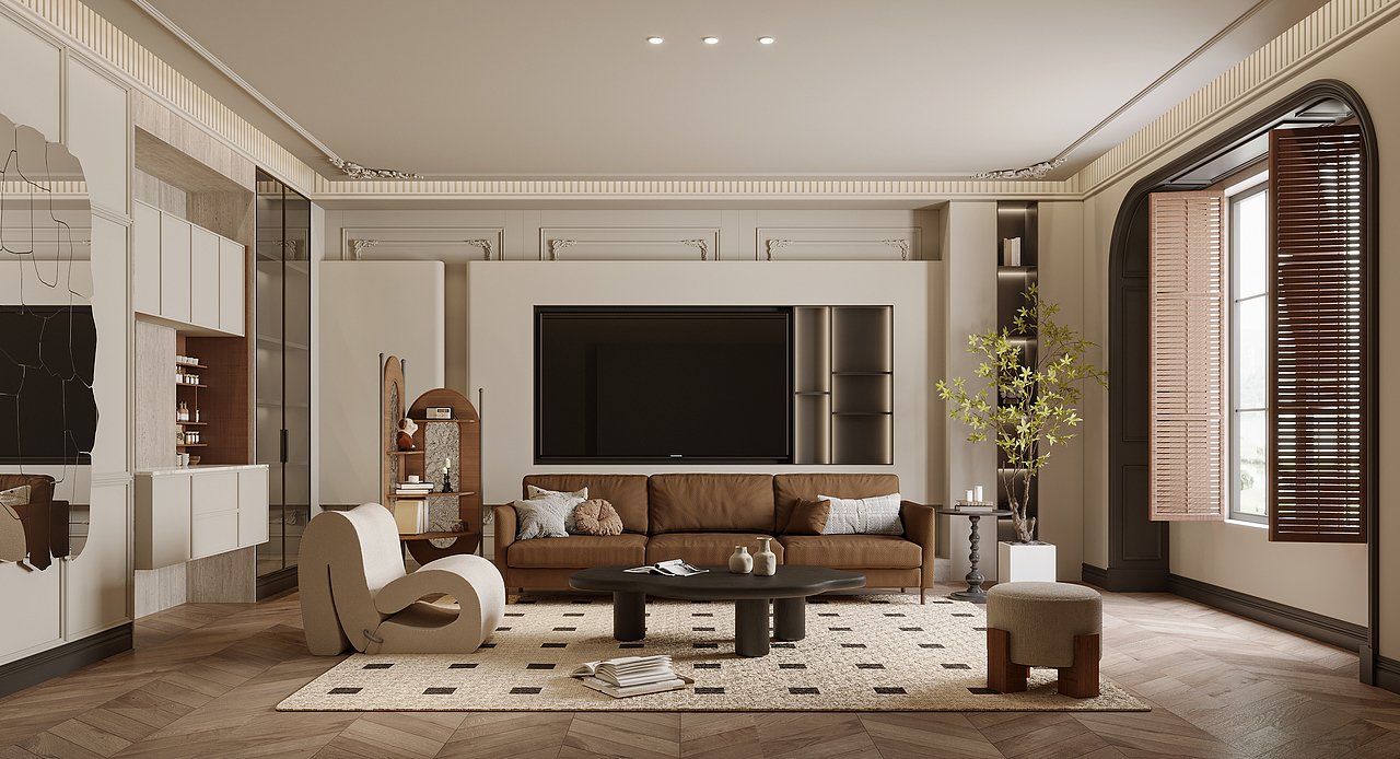 法式中古现代客厅效果图表现