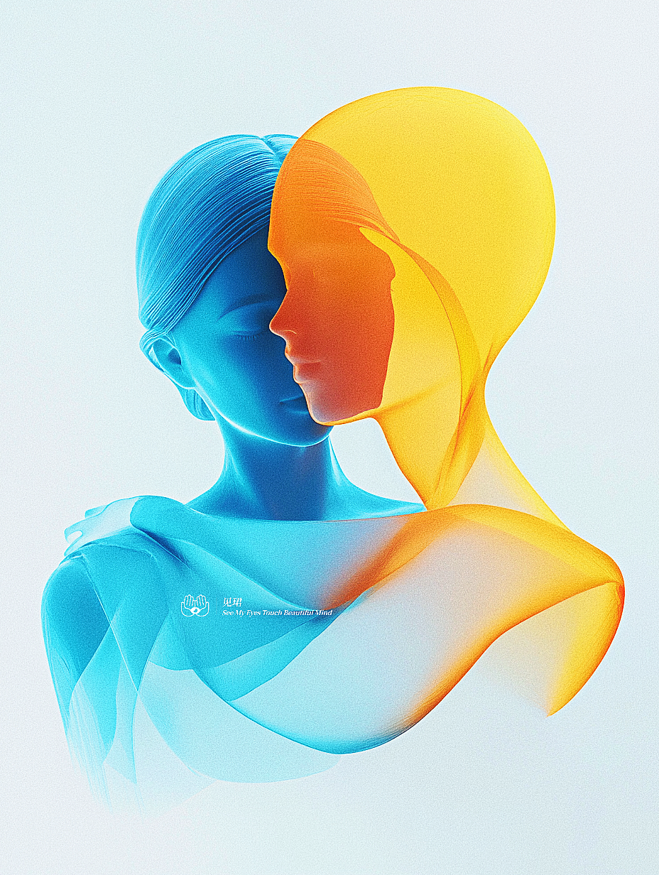 AI X LOVE ｜💙💛对爱的探索- 亲密（图ZMzgwODc0NDEy） - 绘画 - 站酷设计师见珺原创素材 - 站酷ZCOOL