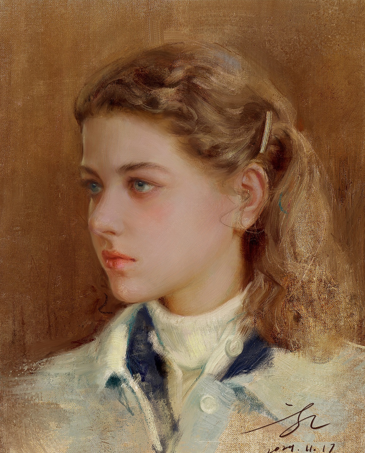 油画风厚涂人像-050