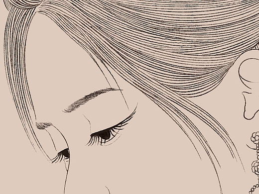 线条插画古风美女