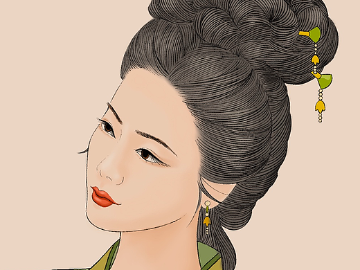 线条插画古风美女