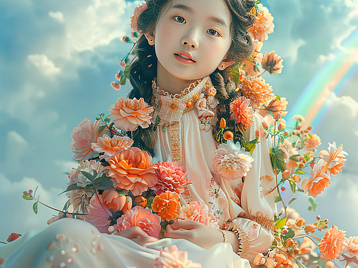 美丽的鲜花少女