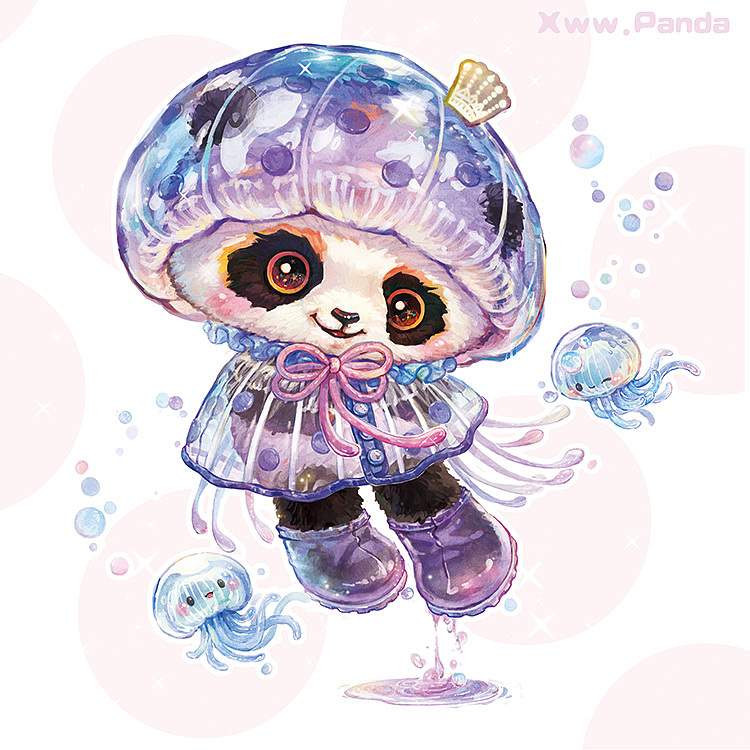 雨衣熊猫滚滚（图ZMzgwOTM1OTQ4） - 商业插画 - 站酷设计师雪娃娃童画原创素材 - 站酷ZCOOL