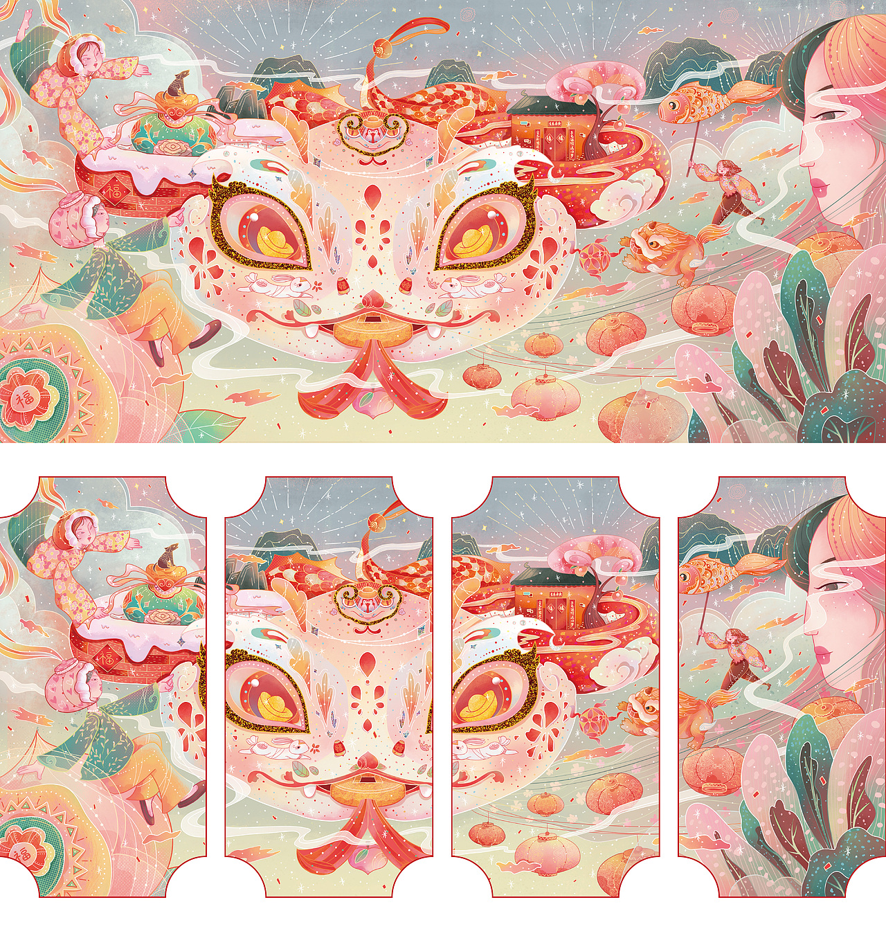 蛇年插畫｜2025｜國風線性｜賀新春（圖ZMzgwOTQwMjA0） - 商業(yè)插畫 - 站酷設(shè)計師卡羽桃原創(chuàng)素材 - 站酷ZCOOL