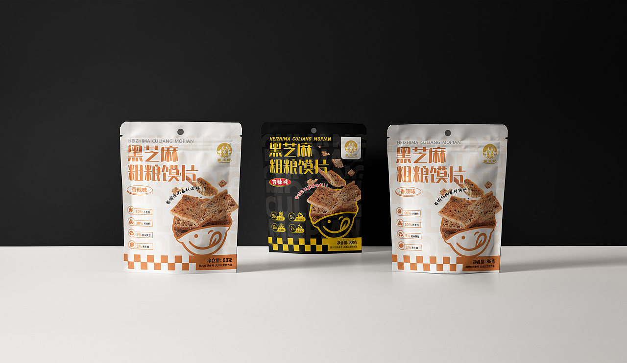 黑芝麻粗粮馍片包装设计（图ZMzgxMDEwMjAw） - 包装 - 站酷设计师灵犀品牌设计原创素材 - 站酷ZCOOL