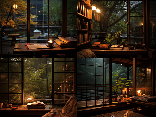 昏黄的书房