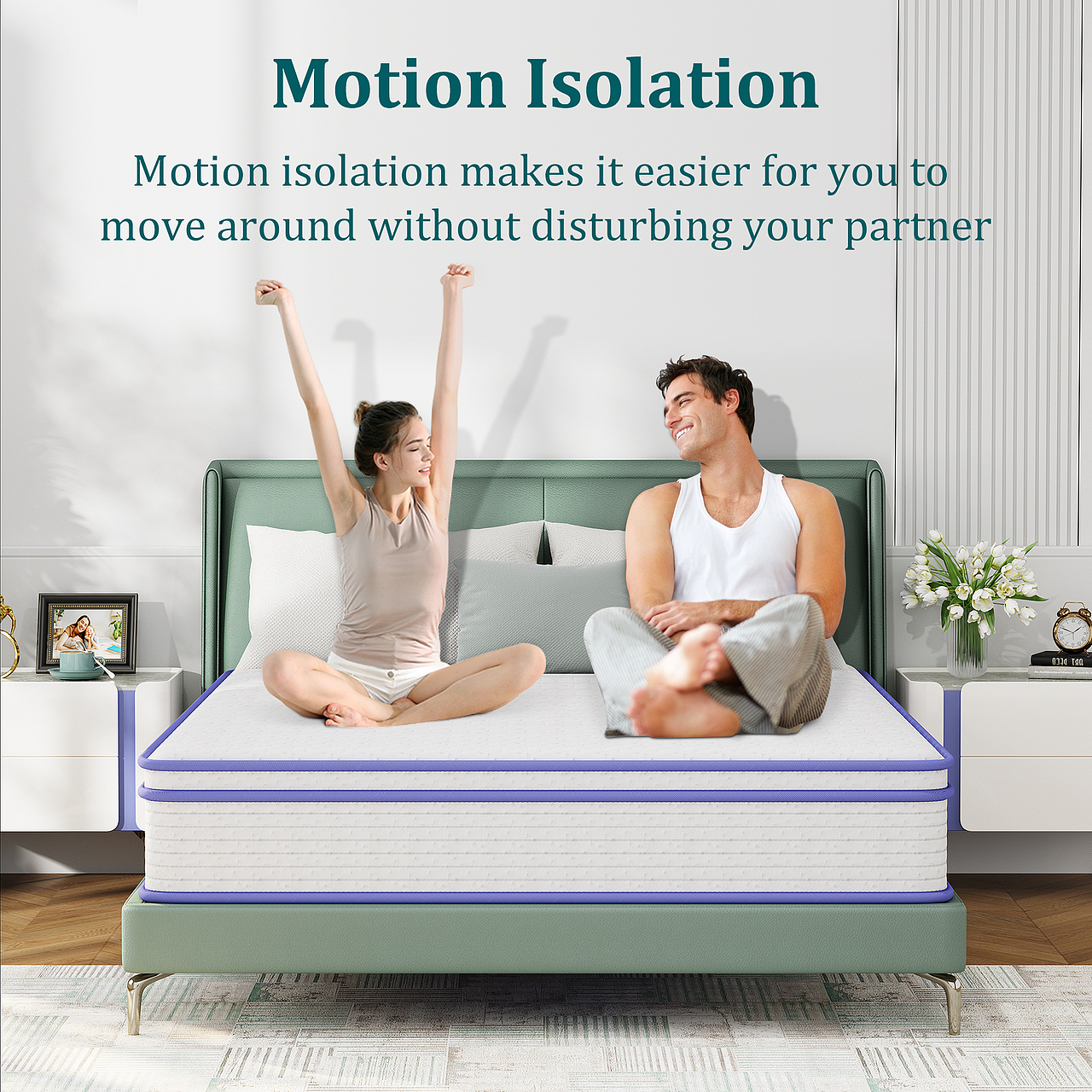 两款床垫亚马逊主图A+——弹簧床垫+海绵薄垫