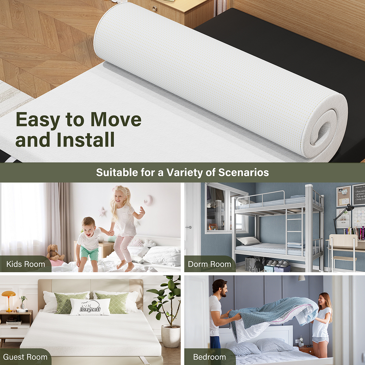 两款床垫亚马逊主图A+——弹簧床垫+海绵薄垫